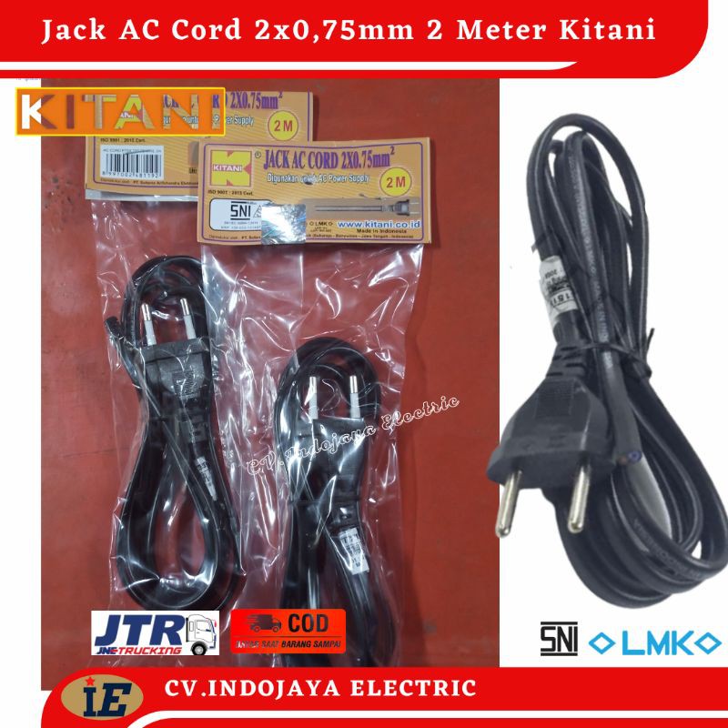 Kabel AC Buntung Gepeng Kitani 2m (AC Cord Oval 2x0,75) Puntung 2meter