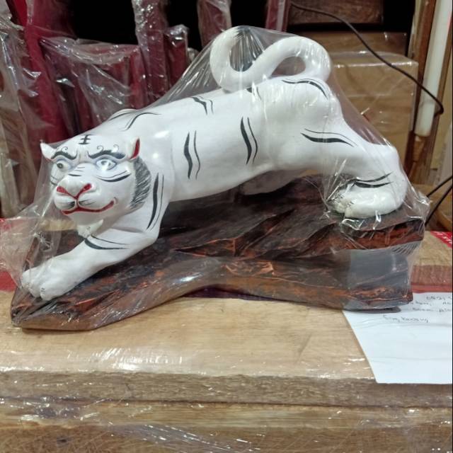 Patung Dewa Rupang Dewa Harimau Putih Bahan Fiber 12 Inch