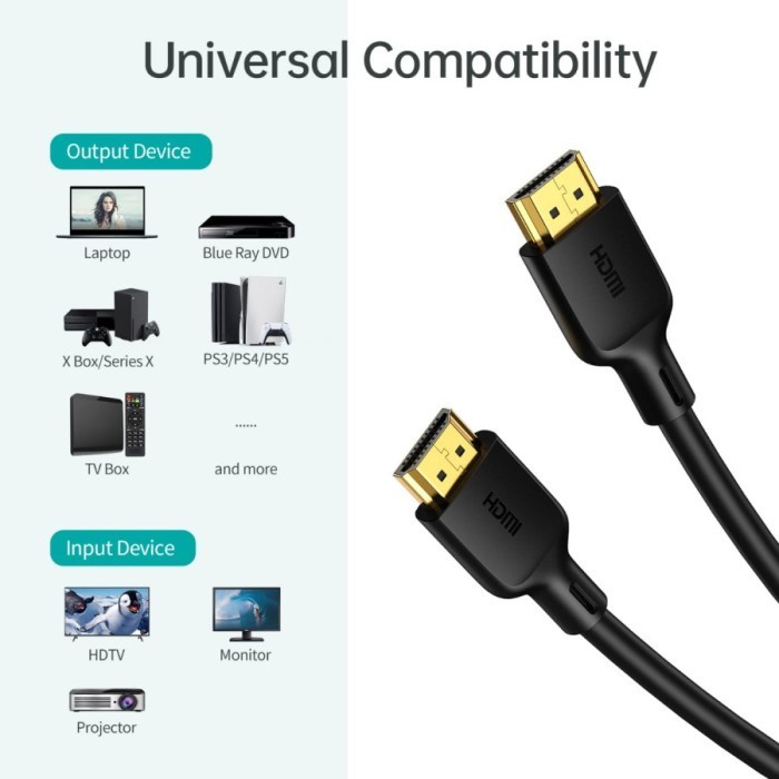 Cable hdtv 2.0 choetech 2m gold m-m 4k UHD HDR digital ethernet for pc laptop dvd stb ps 3 4 5 xhh02 - Kabel hdtv 2 meter 3d