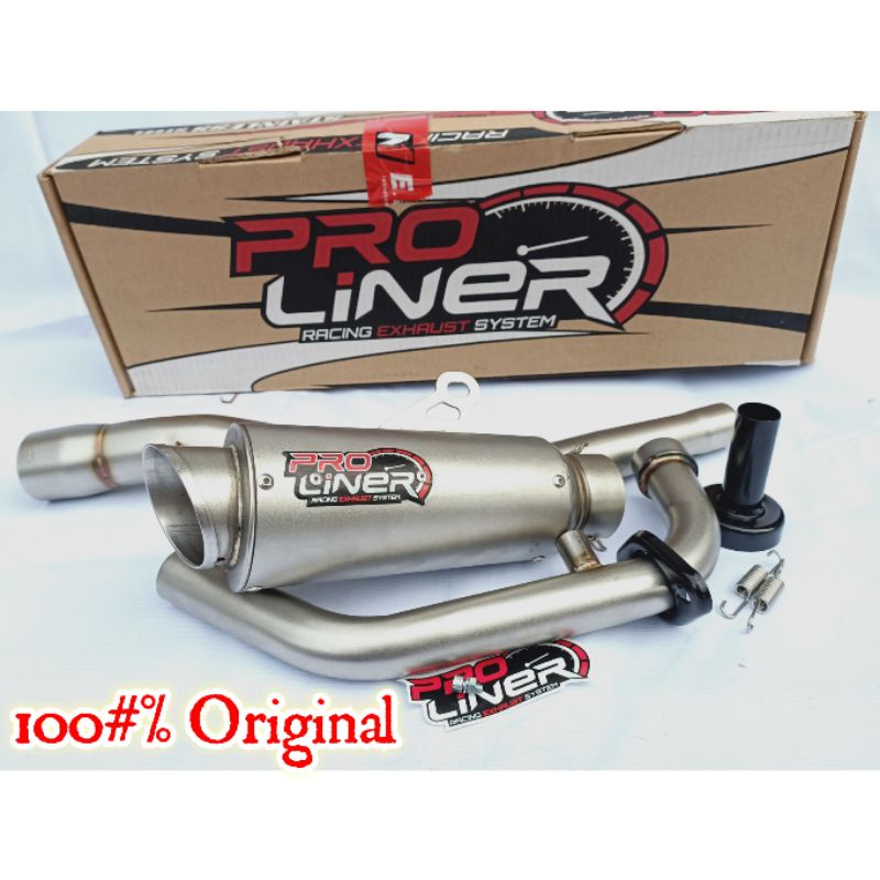 KNALPOT PRO LINER PROLINER TR1 TR 1 R SHORT LONG VIXION NEW R15 V3 VVA CBR150 CB150 SATRIA FU SONIC 150 GSX SUPRA GTR 150 R XSR 155 MT15 CBR150R FACELIFT CB150R XABRE R15 V1 V2 V3 V4 OLD KLX DTRACKER CBR CB 150 R VIXION R TITAN BLACK CARBON ORIGINAL