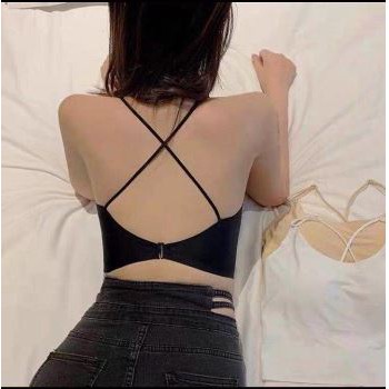 Tanktop Seamless 13  cewek crop tank top korea tali spaghetti square neck dalaman cup bra-2