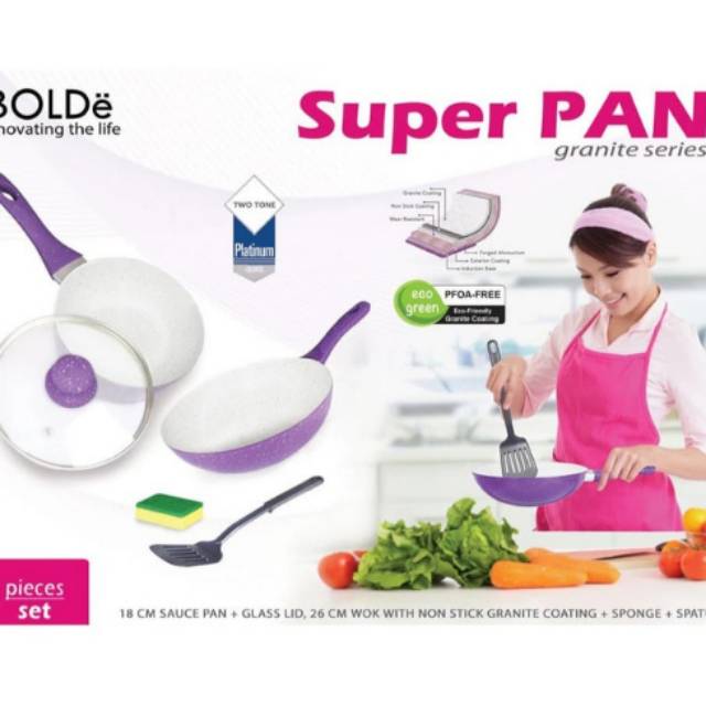 SUPER PAN Granite Set BOLDE 5 Pcs - Purple
