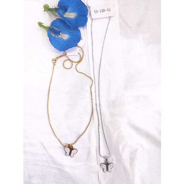 kalung Titanium kupu-kupu antikarat Silver emas dewasa anak kalung antikarat titanium