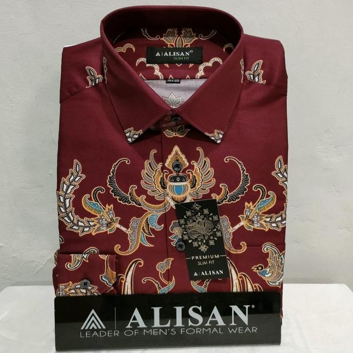 kemeja Batik alisan panjang Slim fit