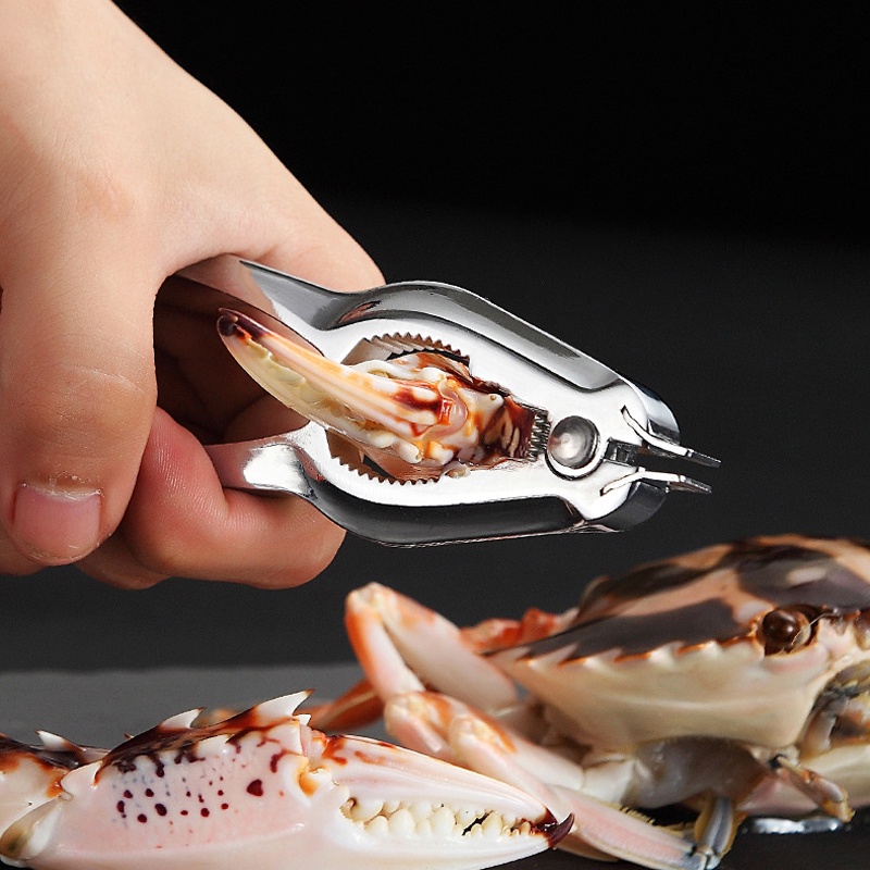 Kitchen Multifunction Clam Crab Clamps Shell Scallop Metal Opener with Spring Artifact tools