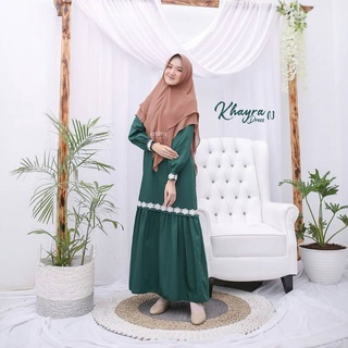 KHAIRA SYARI PLUS KHIMAR CERUTTY UKURAN M - L - XL - XXL - XXXL - 4XL GAMIS SYARI BUSUI POLOS DRESS GAMIS SET MURAH BAJU GAMIS TERBARU GAMIS SYARI JUMBO GAMIS SYARI BERKUALITAS FASHION MUSLIM HITS DRESS WANITA SYARI PULUS JILBAB 2 LAYER