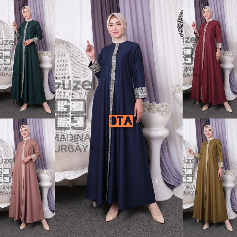 ARA//GAMIS MADINA NURBAYA TOYOBO - DRESS PESTA KONDANGAN TERBARU - BAJU GAMIS POLOS MODERN TERKINI//