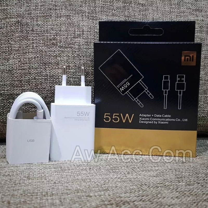 CHARGER XIAOMI ORI 55W TYPE C TURBO CHARGE XIAOMI REDMI NOTE 8 9 10/9T/10C/10T/9 PRO/ 10 PRO/POCO M3/ F3/ X2/ X3 PRO