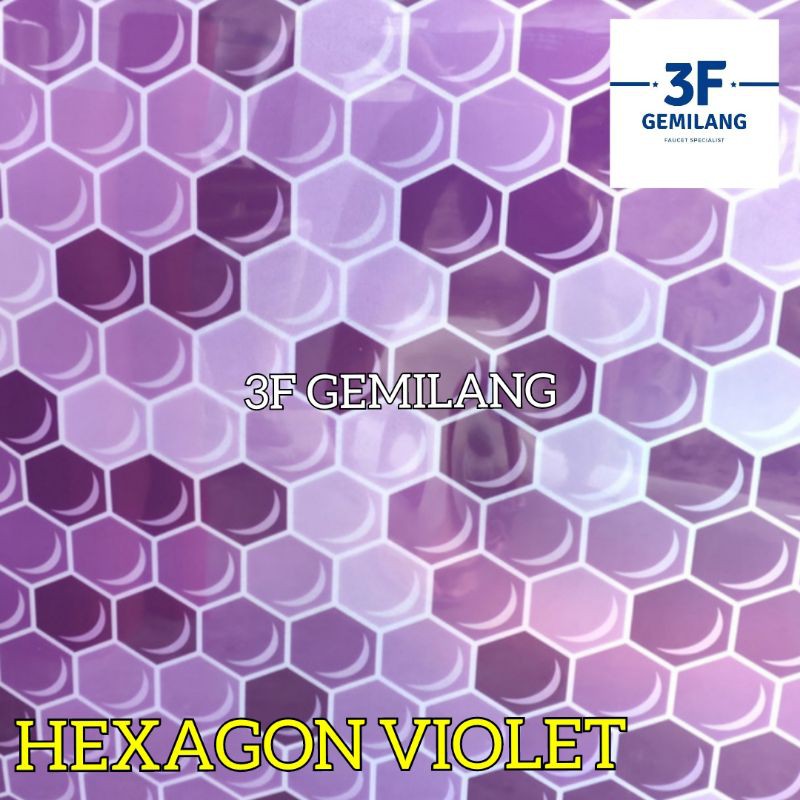 Fiber Plastik Penutup Pagar 60 Motif HEXAGON VIOLET Meteran