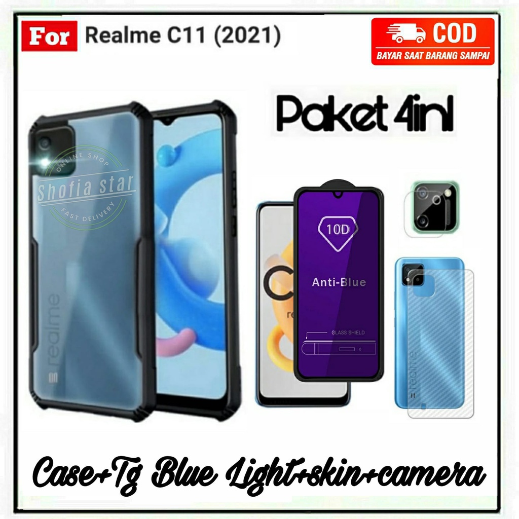 4IN1 Case Realme C11 C12 C20 C21Y C25 C25S C21 C15 Softcase Shockproof Transparan Camera Protect Casing