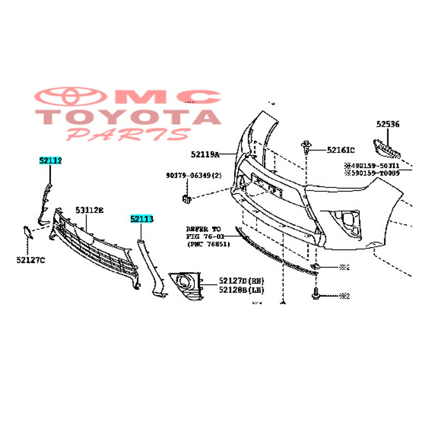 Moulding Extension Bumper Depan Kiri Yaris 52113-0D140