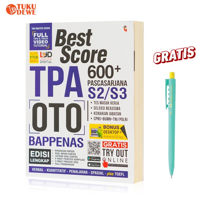 

✨COD✨ BUKU PSIKOTES: BEST SCORE TPA OTO BAPPENAS 600+