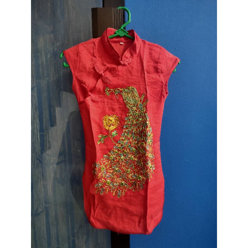 CHONGSAM CHEONG SAM ANAK 3-6 TAHUN BAJU ANAK PEREMPUAN MERAK baju imlek baju sincia perempuan/ Dress anak