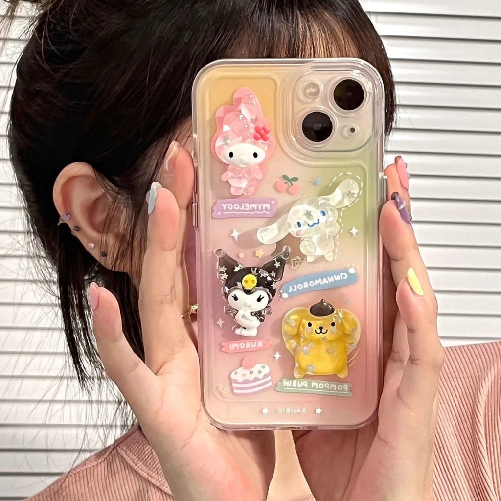 Case Desain Sanrio 3D Kuromi My Melody Cinnamoroll Untuk Iphone 11 12 13 Mini Pro Max X Xs Xr 7 8 Plus SE 2020