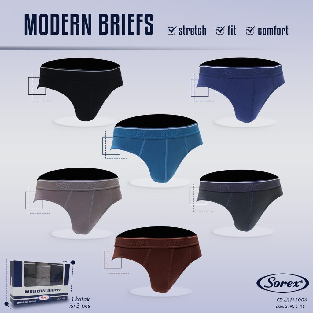 PROMO [NEW] CELANA DALAM PRIA LAKI SEGITIGA MODERN BRIEFS SOREX M3006 TERMURAH