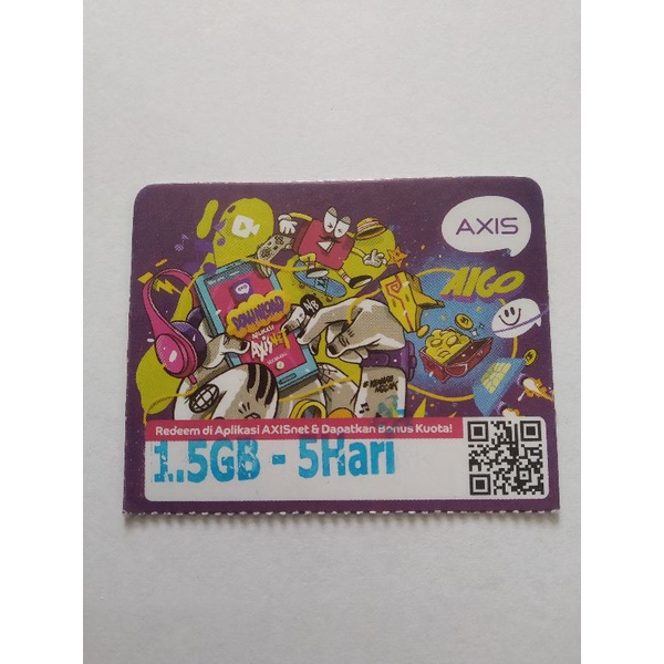 Voucher Kuota axis 1,5gb 5 hari nasional atau 2,5 GB untuk kota tertentu/  AIGO 1,5GB 5Hari Nasional