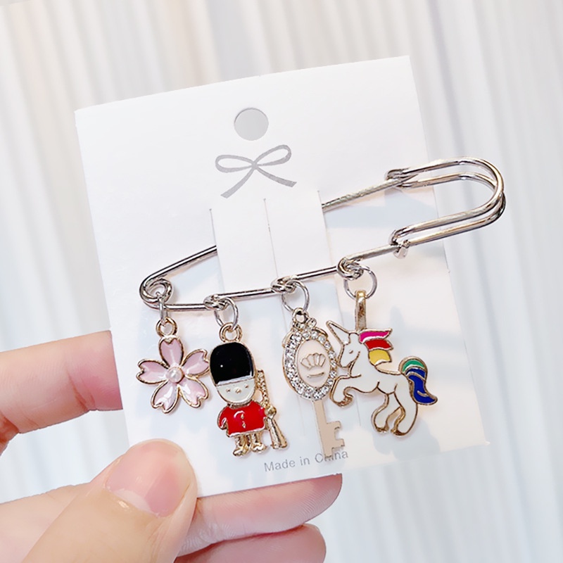Pin Bros Bentuk Kartun Nanas Unicorn Warna-Warni Gaya Korea