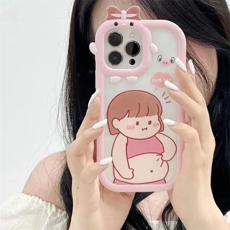 Case Pelindung Lensa Transparan Shockproof Motif Kartun Monster Kecil Untuk iPhone 14 13 12 11 Pro Max X Xr Xs Max 7 8 6 6s Plus SE 2020