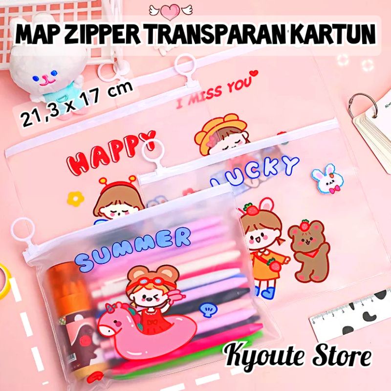 

Cute Zipper Bag Pouch Storage Kartun Anak Perempuan Lucu Map Penyimpanan Barang Alat Tulis Organizer