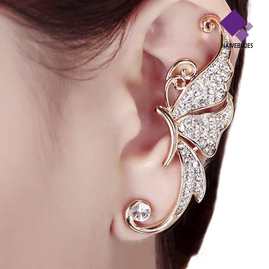 1pc Anting Ear Cuff Bentuk Sayap Kupu-Kupu Untuk Wanita