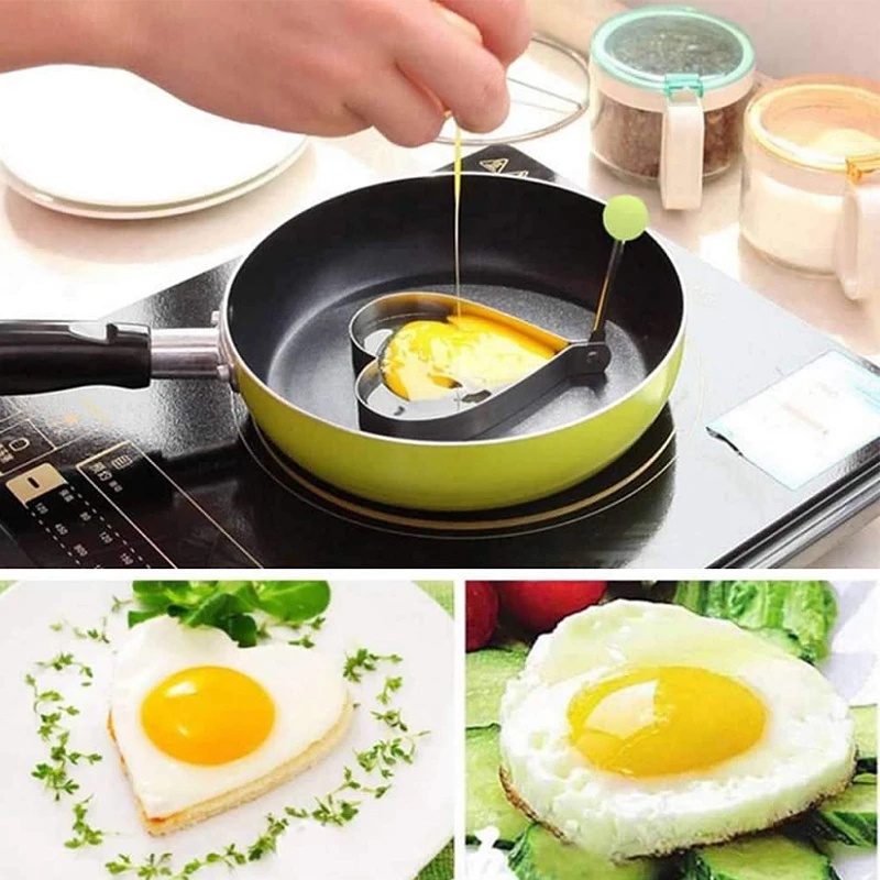 5pcs / Set Cetakan Telur Goreng / Pancake / Daging / Pie / Omelet Multifungsi Bahan Stainless Steel