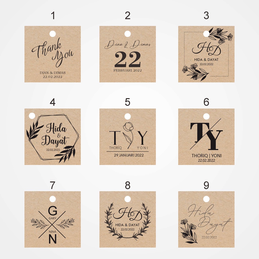 

Label souvenir rustic persegi isi 100 pcs