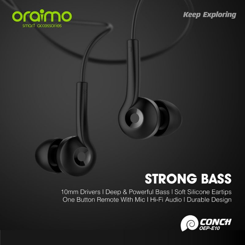 ORAIMO Earphone Kabel Dengan Mic Universal Jack 3.5mm IOS / Android OEP-E11 OEP E11 100% Original