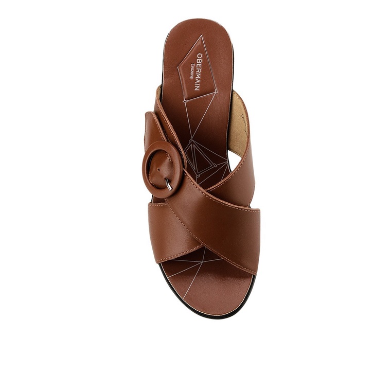 SANDAL WEDGES KULIT OBERMAIN WANITA ORIGINAL ASLI TERBARU COKLAT OW44