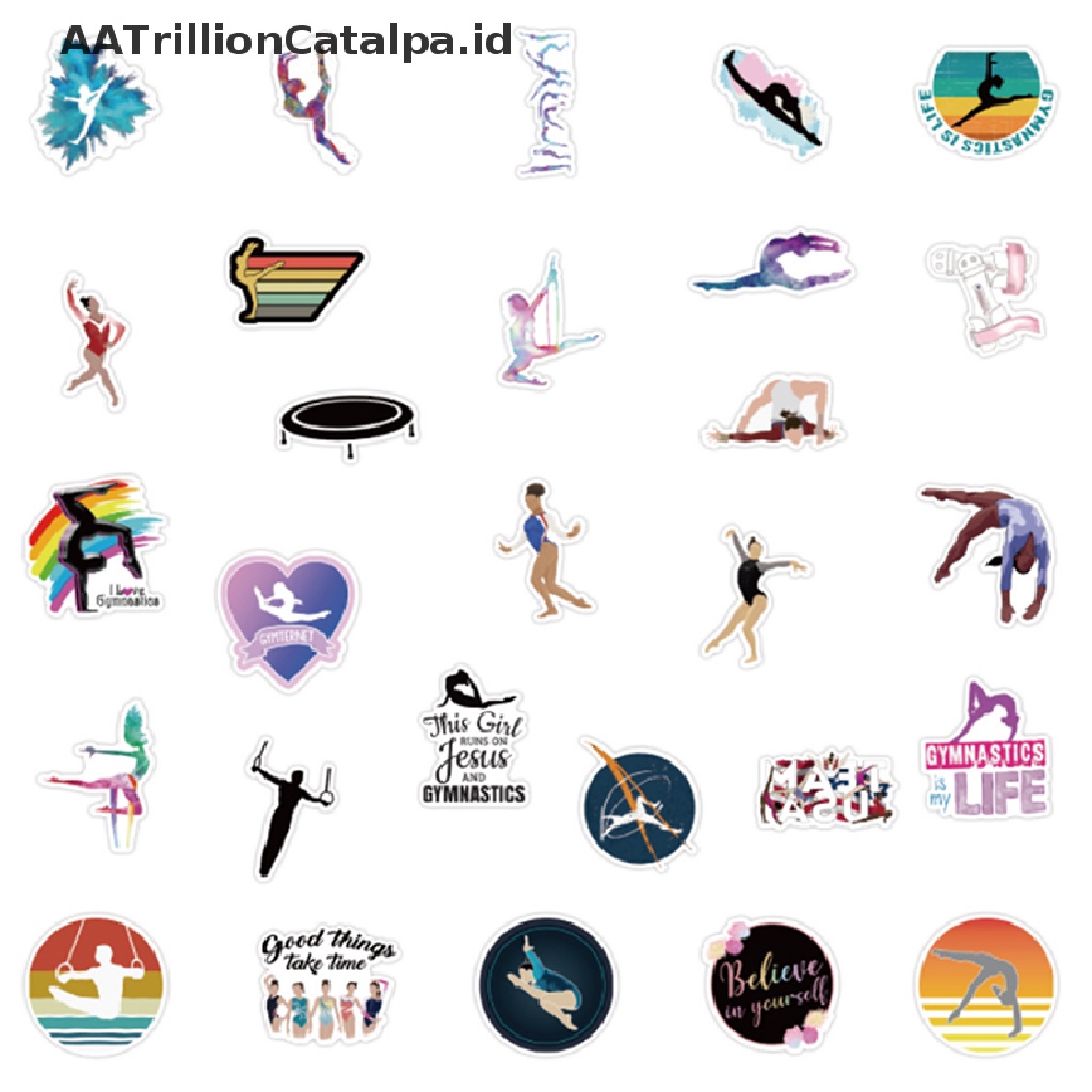 Aatrillioncatalpa 50pcs Stiker Gymnastic Motif Kartun