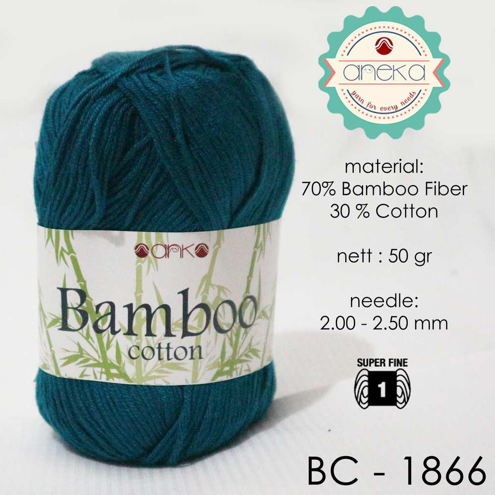Benang Rajut Katun Bambu / Bamboo Cotton Yarn 2 - 1866 Denim Tua