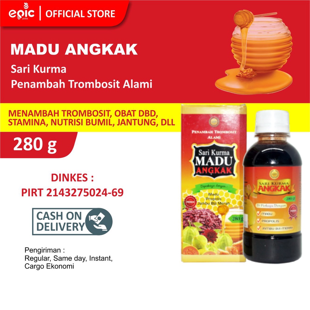 

Epicpicks Harmoni Sari Kurma Madu Angkak Penambah Trombosit Alami 280 gr