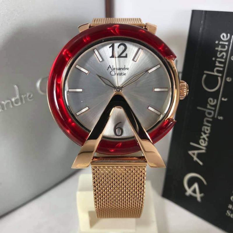 Jam Alexander Christie wanita Original AC 2806 Rantai Pasir Stainless Steel Garansi Resmi