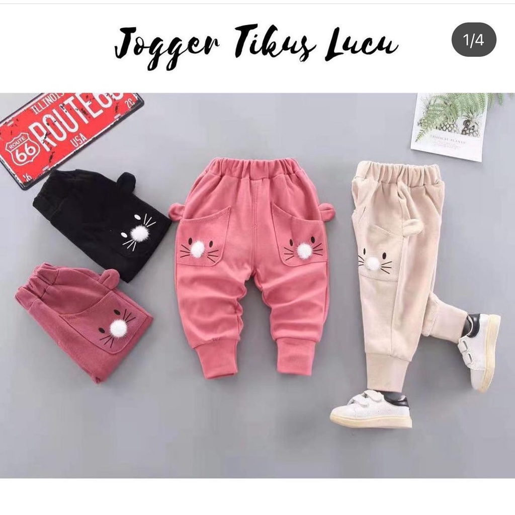 ASLI IMPORT Jogger TIKUS LUCU / SATU KELINCI / POM celana Pergi Jalan fashion Lucu anak Bayi Laki laki Cowok Terlaris Murah Lucu babeebabyshop