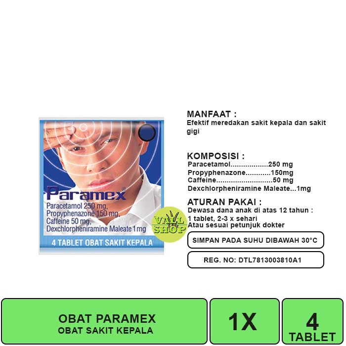 OBAT PARAMEX OBAT SAKIT KEPALA TABLET 1 STRIP ISI 4 TABLET