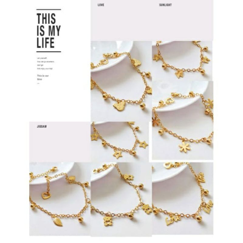 Gelang tangan titanium emas import antikarat wanita