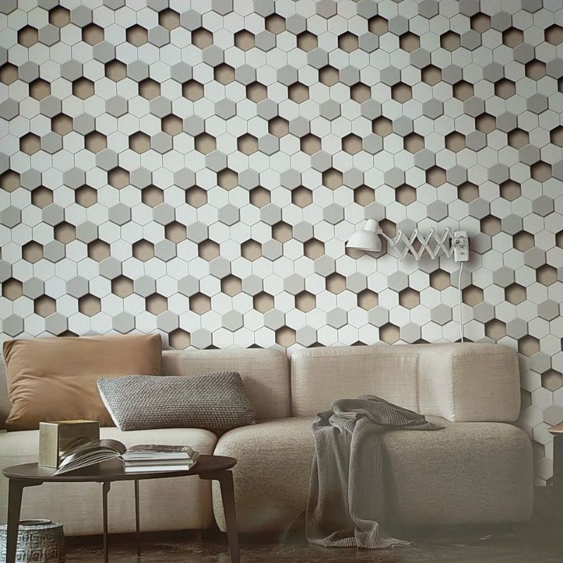 wallpaper dinding 3d geometric abu abu