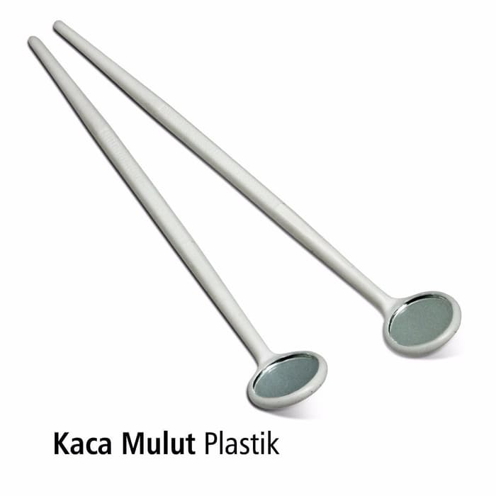 New Dental Mirror Disposable Kaca Mulut Sekali Pakai Plus Spatula