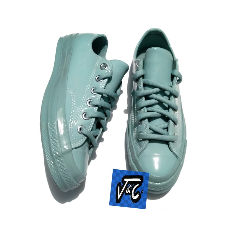 Converse Chuck 70 70s Patent Pop Leather Mono Ox Soft Aloe Teal Blue