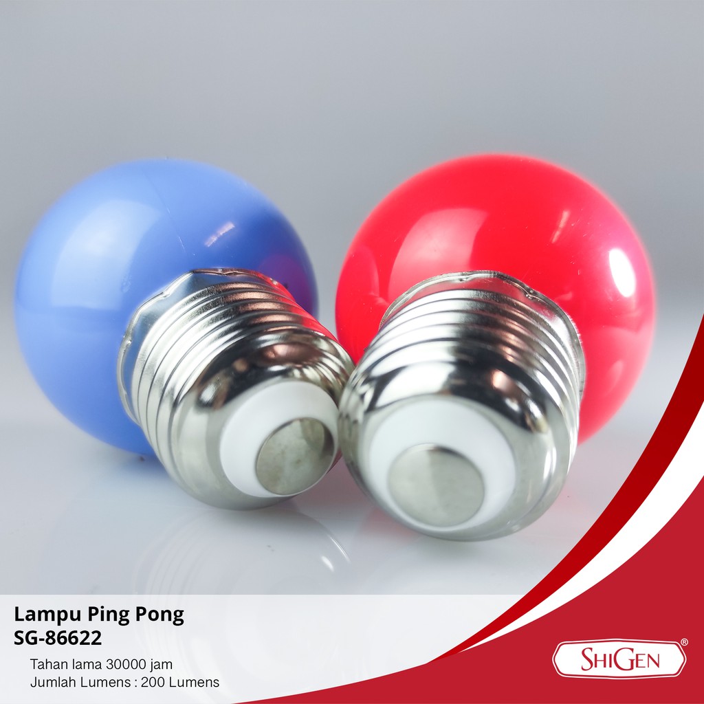 Shigen Lampu Led Ping Pong 2W E27 Warna Warni / Lampu Dekorasi