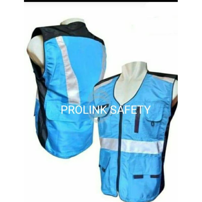 ROMPI SAFETY FULL TASLAN PAKAI FURING FREE LOGO K3 BENDERA BIRU TOSKA MUDA HITAM ANTI AIR PREMIUM