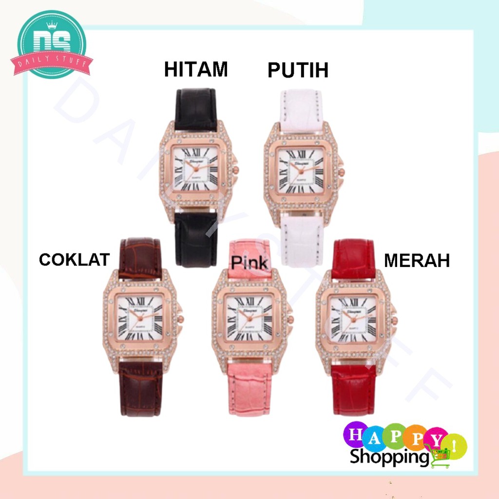 DS J007 JAM TANGAN FASHION DIAMOND PETAK JAM TANGAN WANITA IMPORT BATAM