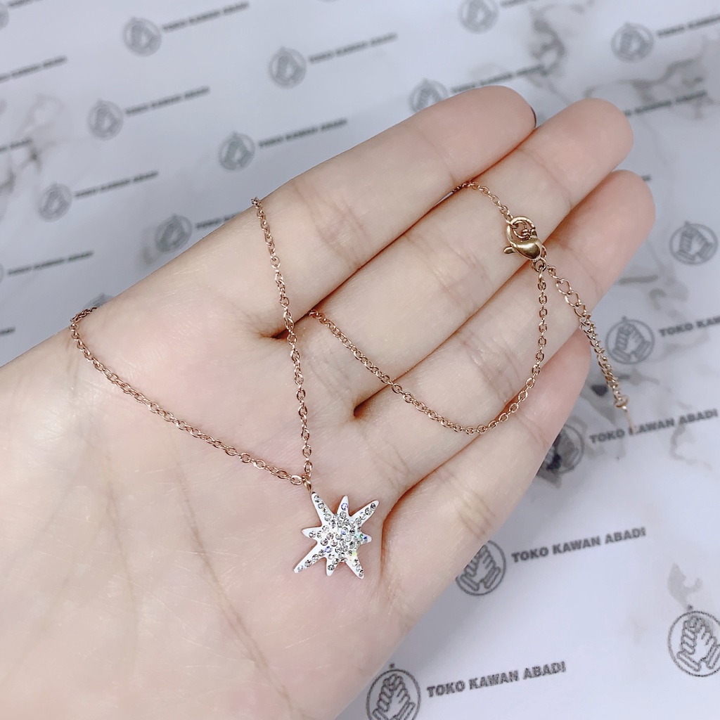 Kalung Titanium Gold Rose Gold Perhiasan Fashion Wanita liontin Permata Bulat Terbaru *17