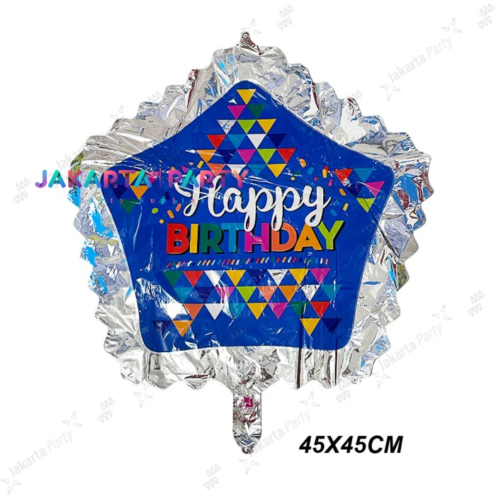 Balon Foil Bintang HBD #2 / Balon Foil Star Motif HBD / Balon Bintang