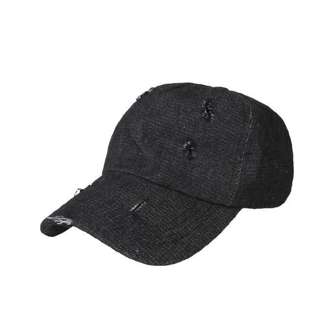 Topi Baseball Pria Jeans Sobek Ripped Denim - Biru Muda