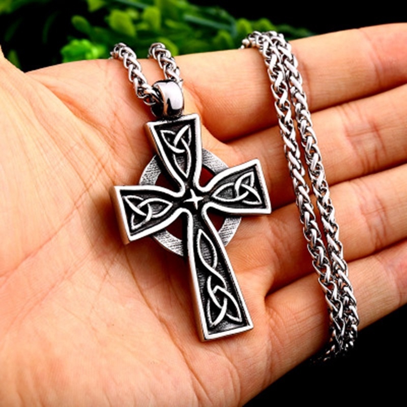 Kalung Liontin Salib Celtic Knot Untuk Aksesoris Kostum Pria