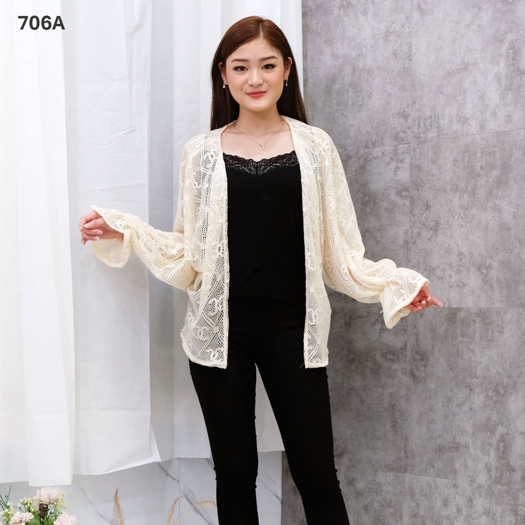 𝑱𝒂𝒌𝒂𝒓𝒕𝒂𝑭𝒂𝒔𝒉𝒊𝒐𝒏 cardigan outer brukat import lace bahan adem kardigan panjang outer bohemian batwing