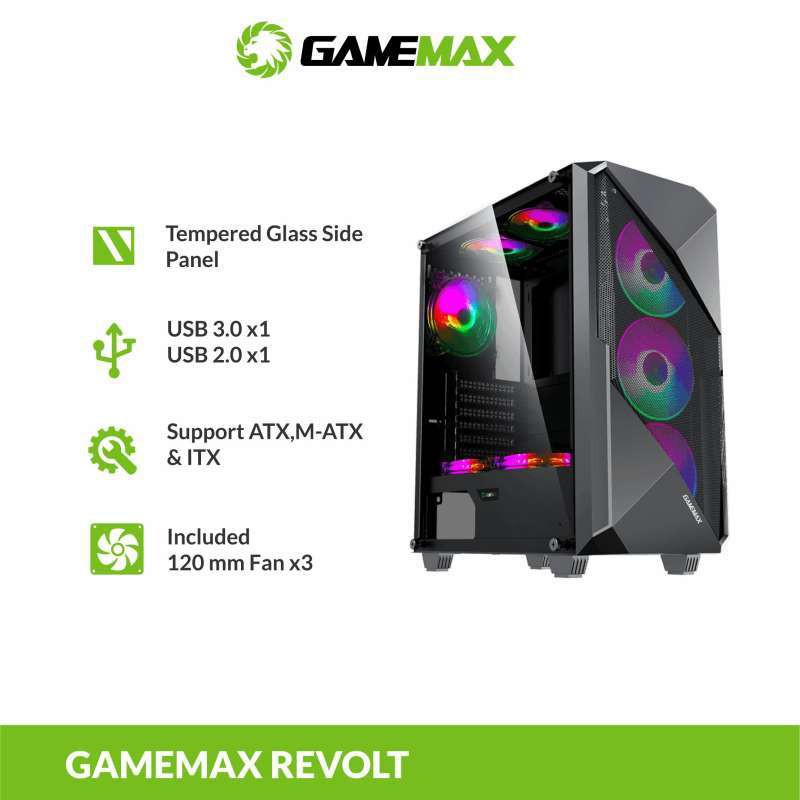 Gamemax Revolt ATX ARGB Gaming PC Case