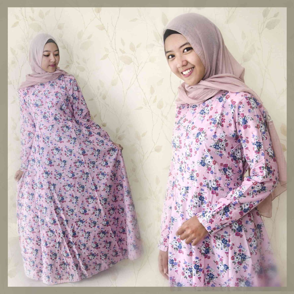 Gamis Shaby Motif Bunga