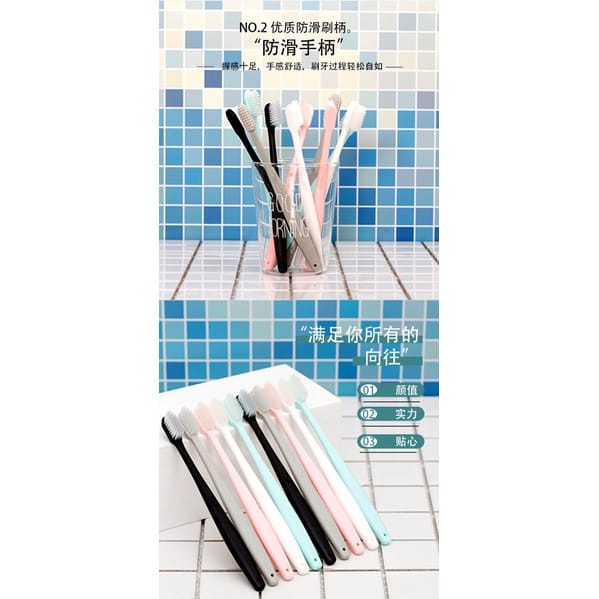 ☀ INDOLAND ☀ R383 Sikat Gigi Dewasa 1 SET 10 PCS Tavel Toothbrush Double Care Sensitive Soft-Sweet Bee Sikat Gigi Nano Tech Sikat Gigi Medium Import Murah