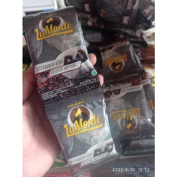 KOPI BUBUK ROBUSTA MURNI LAMONTE KEMASAN SACHET 5gr (harga 1renteng isi 1)